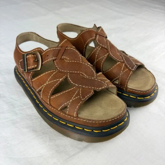 Dr Martens Vintage Y2K Chunky Sandals Women 11Brown Leather Slingback 5A85 EU 43 - Picture 2 of 16